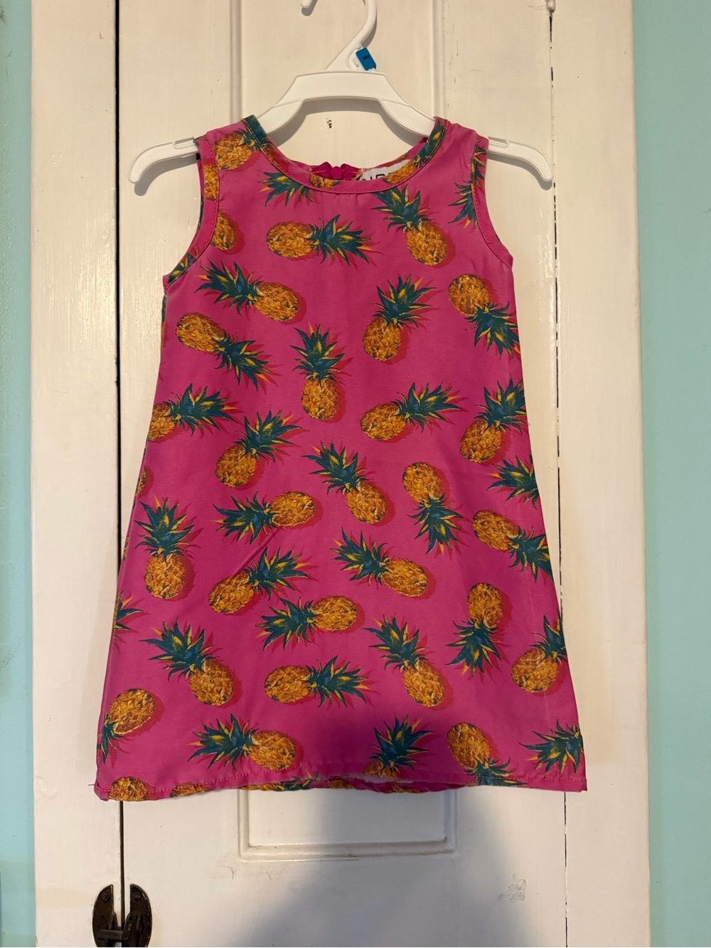 Girls' Pink Pineapple Print Sleeveless Dress